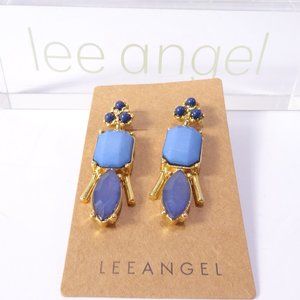 Lee Angel Neiman Marcus Ombre Blue Crystal Cabochon Drop Earrings NWT 88